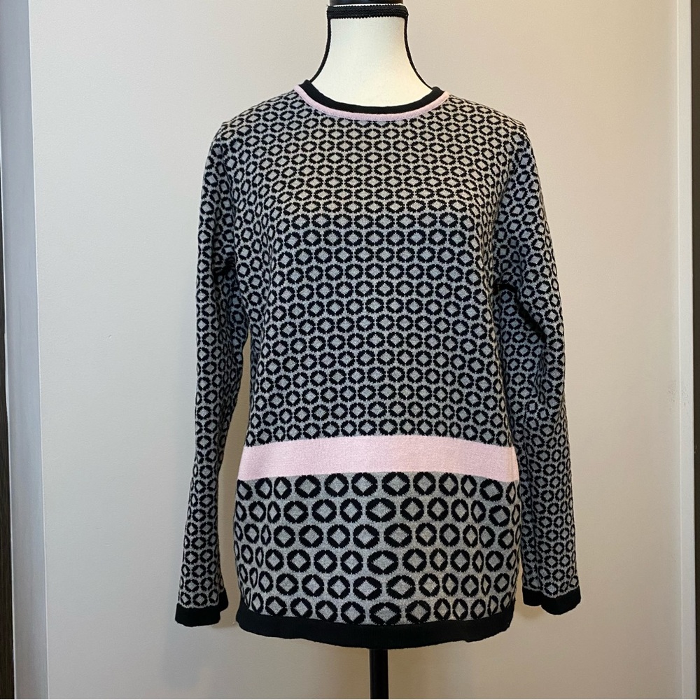Organic cotton by Skovhuus (Danish brand) Geometric black gray pink pattern EUC